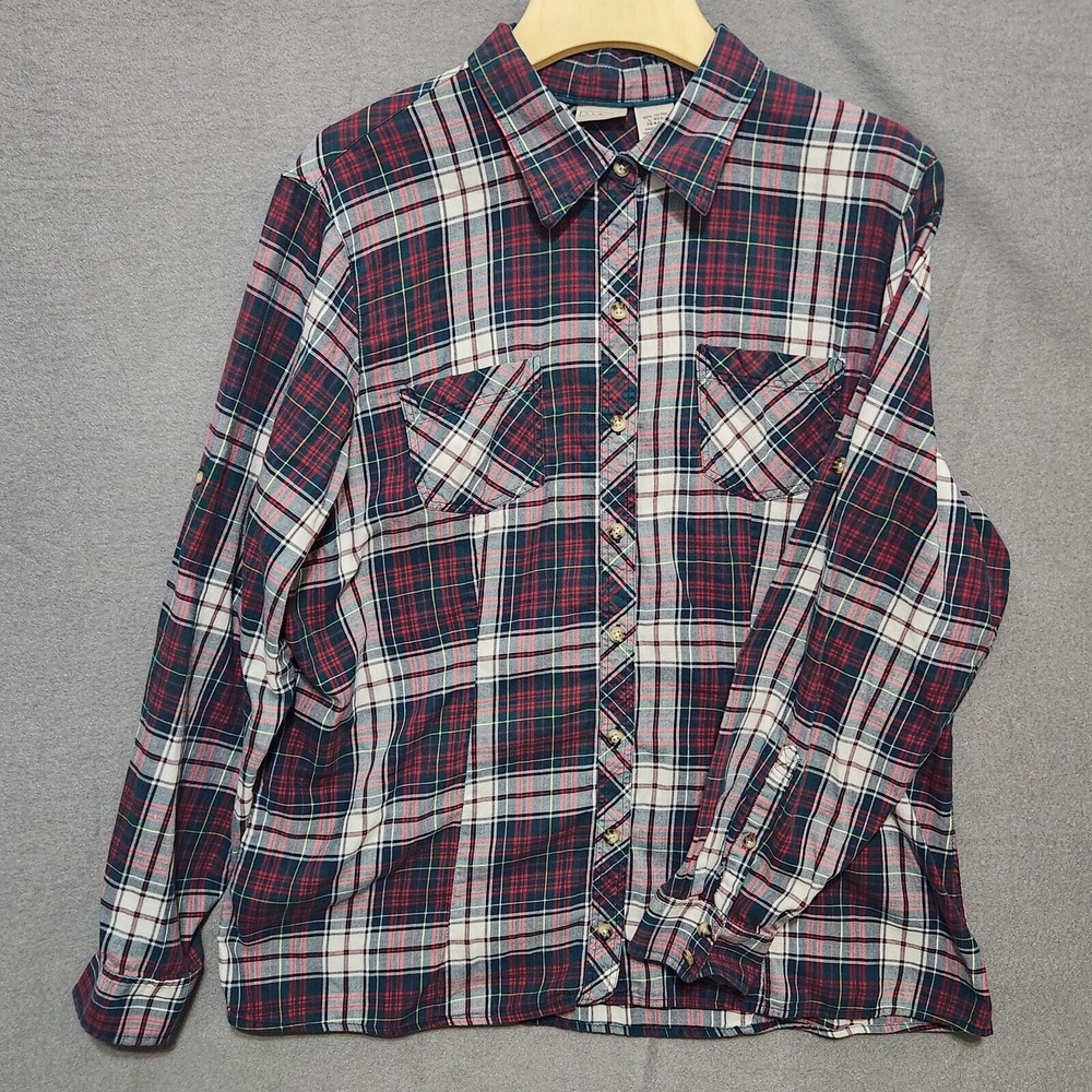 L.L. Bean Mens‎ Button Up Plaid Long Sleeve Shirt Size Large